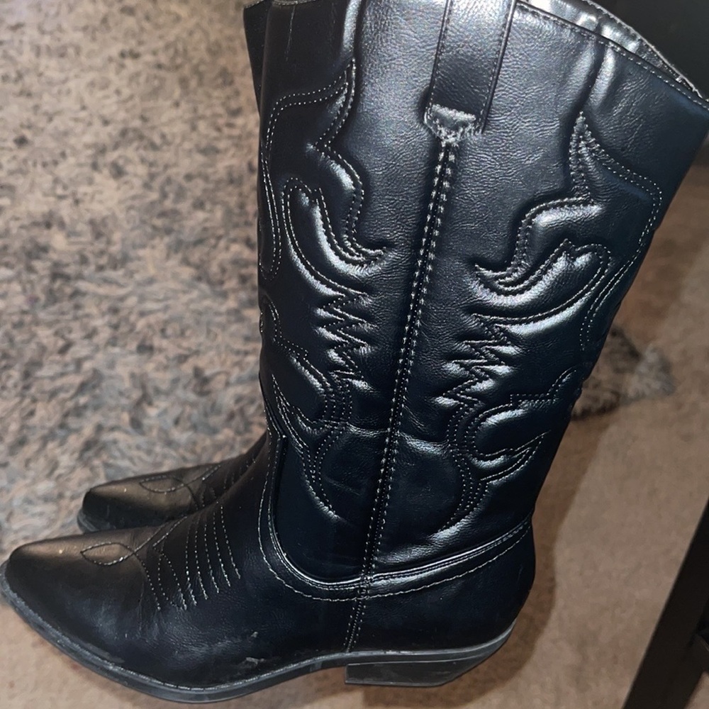 Soda Reno Women Western Cowboy Pointed Toe Knee High Pull On Tabs Boots